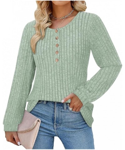 Womens Lightweight Fall Sweaters Long Sleeve Polo Shirts V Neck Blouses for Casual Business with Chest Pocket B-light Green $...