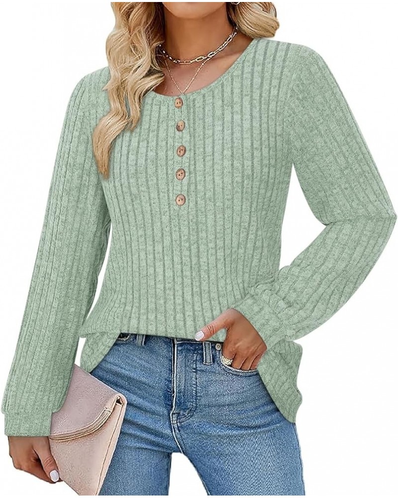 Womens Lightweight Fall Sweaters Long Sleeve Polo Shirts V Neck Blouses for Casual Business with Chest Pocket B-light Green $...