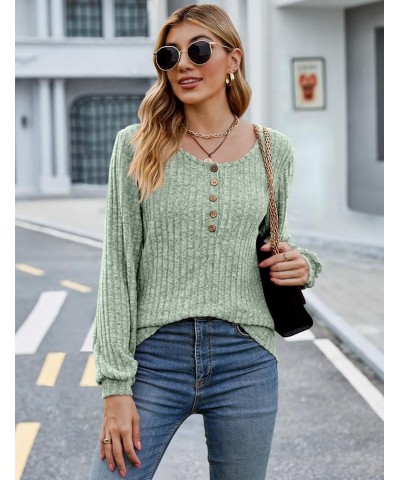 Womens Lightweight Fall Sweaters Long Sleeve Polo Shirts V Neck Blouses for Casual Business with Chest Pocket B-light Green $...