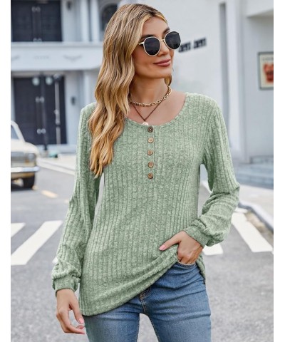 Womens Lightweight Fall Sweaters Long Sleeve Polo Shirts V Neck Blouses for Casual Business with Chest Pocket B-light Green $...