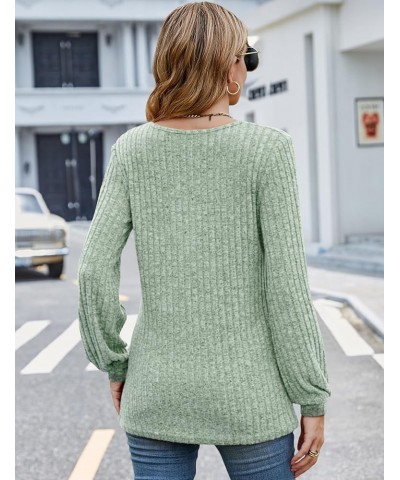 Womens Lightweight Fall Sweaters Long Sleeve Polo Shirts V Neck Blouses for Casual Business with Chest Pocket B-light Green $...