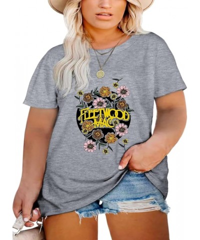 Plus Size Tops for Women Vintage Rock Band T Shirt Country Concert Outfit Rock Roll Short Sleeve Graphic Tees Grey $12.74 T-S...