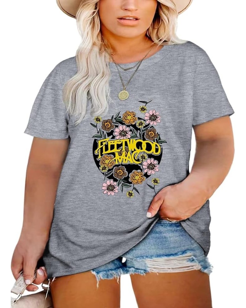 Plus Size Tops for Women Vintage Rock Band T Shirt Country Concert Outfit Rock Roll Short Sleeve Graphic Tees Grey $12.74 T-S...