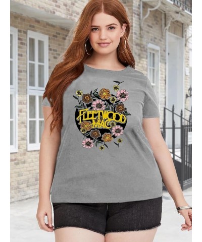 Plus Size Tops for Women Vintage Rock Band T Shirt Country Concert Outfit Rock Roll Short Sleeve Graphic Tees Grey $12.74 T-S...