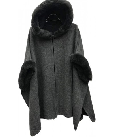 Women's Cardigan Shawl Cape Cloak Winter Warm Hoodie Cardigan Coat Dark Grey $26.39 Sweaters