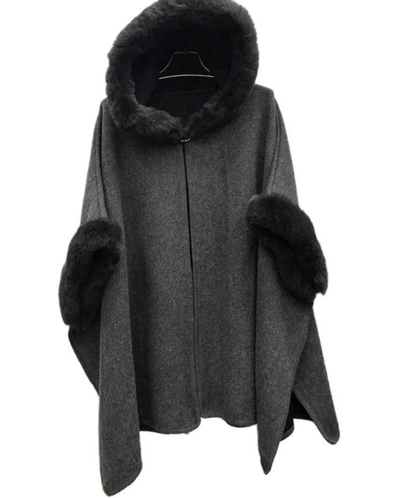 Women's Cardigan Shawl Cape Cloak Winter Warm Hoodie Cardigan Coat Dark Grey $26.39 Sweaters