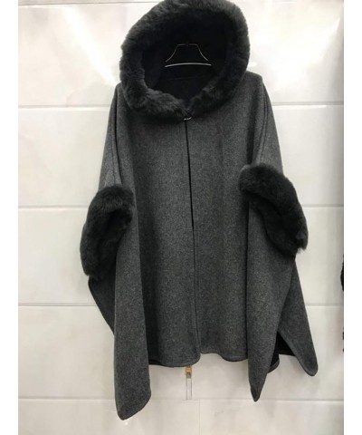 Women's Cardigan Shawl Cape Cloak Winter Warm Hoodie Cardigan Coat Dark Grey $26.39 Sweaters