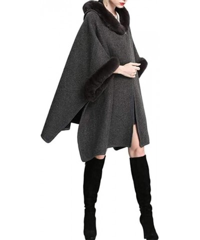 Women's Cardigan Shawl Cape Cloak Winter Warm Hoodie Cardigan Coat Dark Grey $26.39 Sweaters