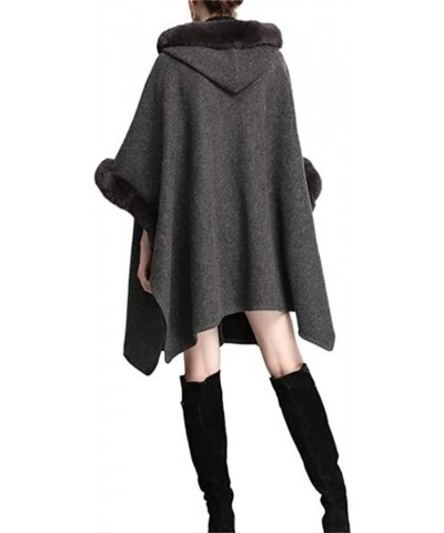 Women's Cardigan Shawl Cape Cloak Winter Warm Hoodie Cardigan Coat Dark Grey $26.39 Sweaters