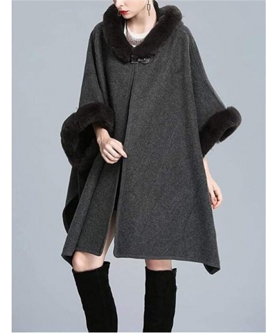 Women's Cardigan Shawl Cape Cloak Winter Warm Hoodie Cardigan Coat Dark Grey $26.39 Sweaters