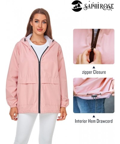 Lightweight Rain Jacket Women Waterproof Breathable Raincoat Packable Hooded Windbreaker Light Pink $19.24 Jackets