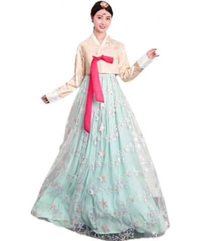 Women Hanbok Dress Korean Traditional Hanbok Korean Traditional Clothes Korean National Costumes Yellow Green $26.80 Dresses