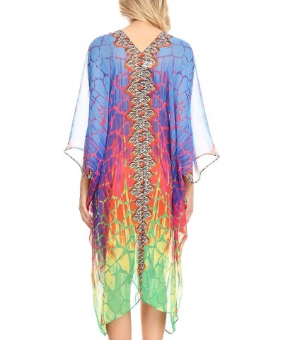 Alvita Women's V Neck Beach Dress Top Caftan Cover up with Rhinestones Jfm91-multi $23.97 Swimsuits