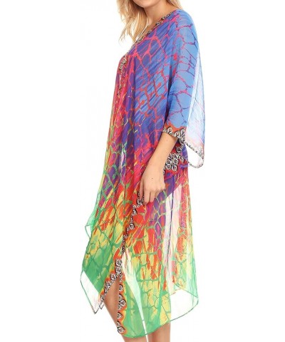 Alvita Women's V Neck Beach Dress Top Caftan Cover up with Rhinestones Jfm91-multi $23.97 Swimsuits