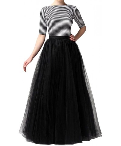 Womens Long Tutu Tulle Skirt PC02 Black $23.00 Skirts