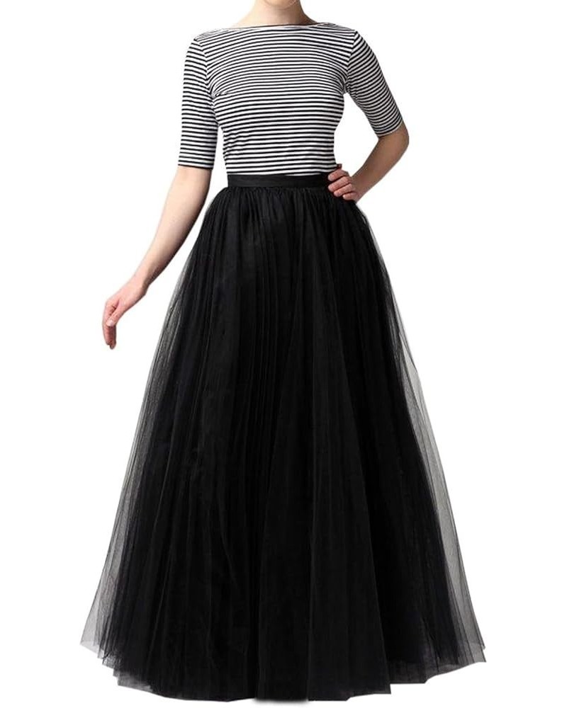 Womens Long Tutu Tulle Skirt PC02 Black $23.00 Skirts