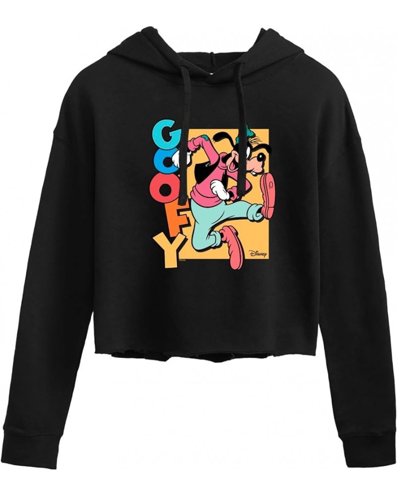 Goofy - Juniors Cropped Pullover Hoodie Black $12.60 Hoodies & Sweatshirts