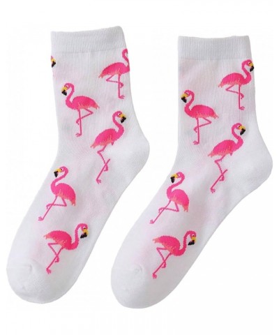 Women's Striped Letter Print Athletic Running Above Ankle Crew Socks Flamingo White $8.31 Activewear