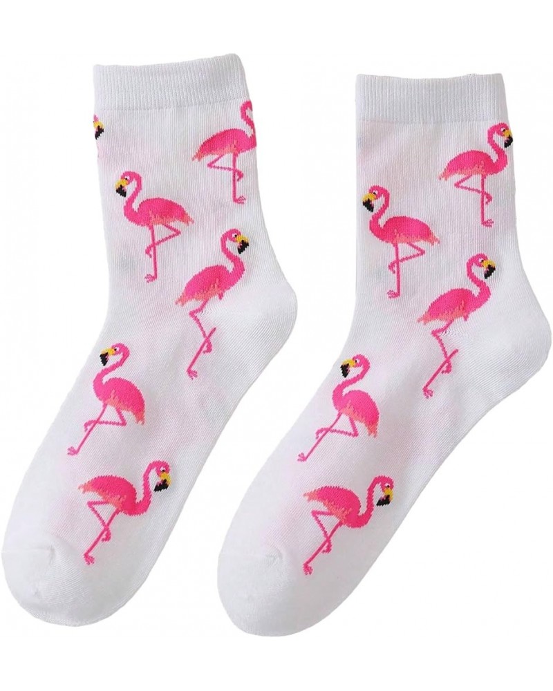 Women's Striped Letter Print Athletic Running Above Ankle Crew Socks Flamingo White $8.31 Activewear