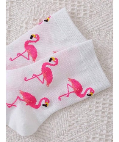 Women's Striped Letter Print Athletic Running Above Ankle Crew Socks Flamingo White $8.31 Activewear