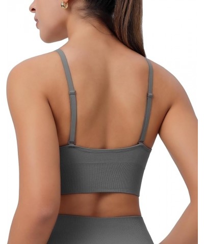 Womens V-Neck Longline Sports Bra, Strappy Criss Cross, Padded Cups, Adjustable Thin Spaghetti Straps Workout Yoga Crop Top G...