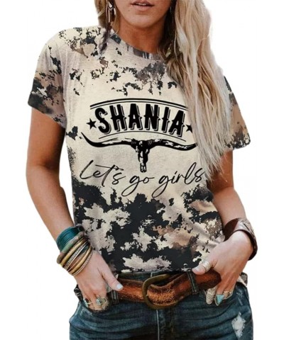 Retro Western Cowboy Shirt Women Country Music Cute Cattle Skull Graphic Concert Outfit Tops Grey $8.24 T-Shirts