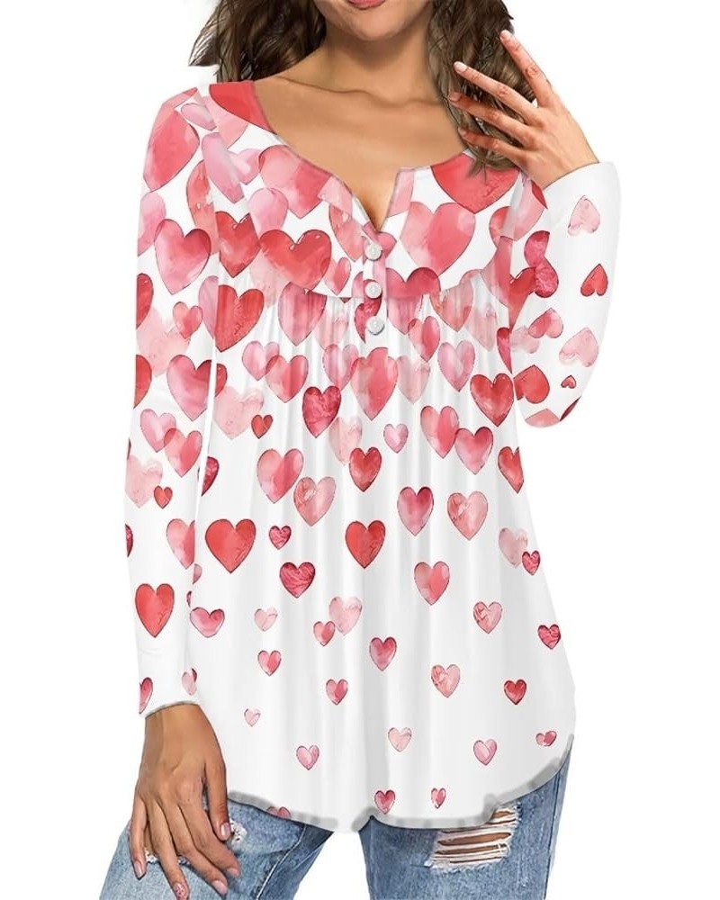 Sunflowers Tunic Tops for Women Butterfly V Neck Long Sleeve Shirts Yellow Flowers Button Up Pleated Blouse Hearts Design $11...