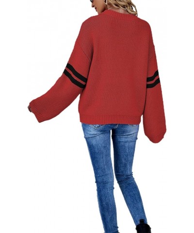 Valentines Day Sweater for Women Knit Long Sleeve Crewneck Cute Heart Sweater Pullover Jumper Tops Love Red $11.27 Sweaters