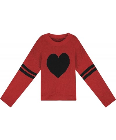 Valentines Day Sweater for Women Knit Long Sleeve Crewneck Cute Heart Sweater Pullover Jumper Tops Love Red $11.27 Sweaters