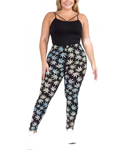 Women's Plus Size Marijuana Leaf Seamless Leggings 420 Trending Queen Size All Over Multi $12.23 Leggings