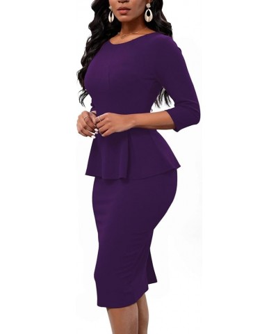 Women's Bodycon Pencil Dress Teacher Office Church Modest Business Wear to Work Bodycon Sheath Suiting Dresses Purple $22.50 ...