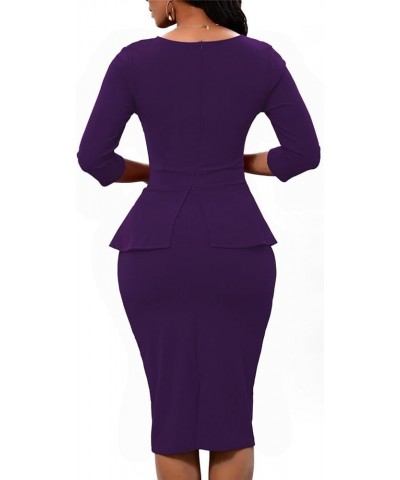 Women's Bodycon Pencil Dress Teacher Office Church Modest Business Wear to Work Bodycon Sheath Suiting Dresses Purple $22.50 ...