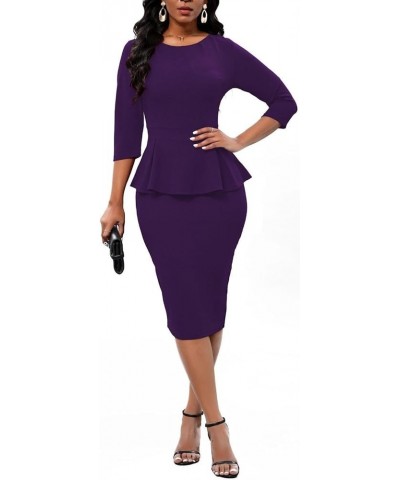 Women's Bodycon Pencil Dress Teacher Office Church Modest Business Wear to Work Bodycon Sheath Suiting Dresses Purple $22.50 ...