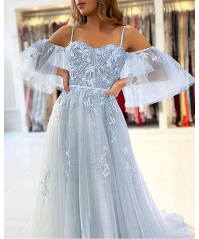 Tulle Prom Dresses for Women Long Ball Gown Off Shoulder Lace Applique Formal Evening Party Gowns 2024 Burnt Orange $38.70 Dr...