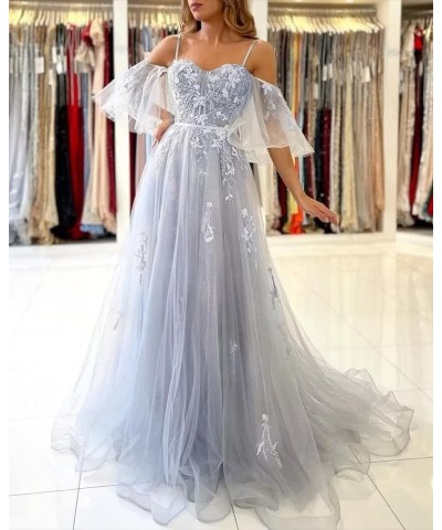 Tulle Prom Dresses for Women Long Ball Gown Off Shoulder Lace Applique Formal Evening Party Gowns 2024 Burnt Orange $38.70 Dr...