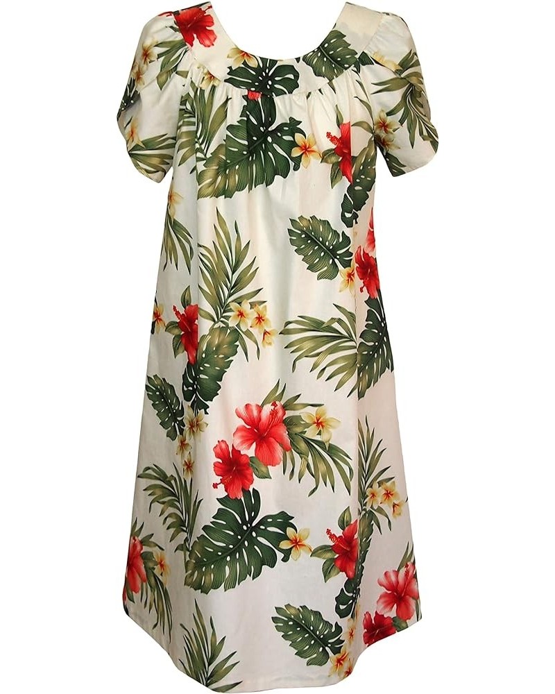 Women's Tropical Summer Hibiscus Muumuu Dress Beige $31.76 Dresses