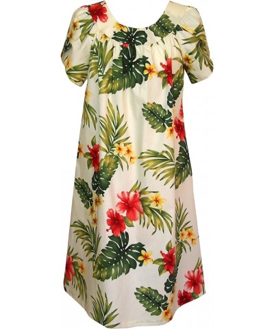 Women's Tropical Summer Hibiscus Muumuu Dress Beige $31.76 Dresses