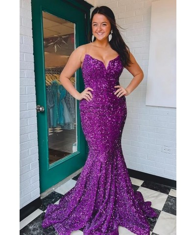 Mermaid Sequin Prom Dresses for Women Sexy Tight V Neck Evening Dress Sparkly Formal Party Gowns Royal Blue $34.79 Dresses