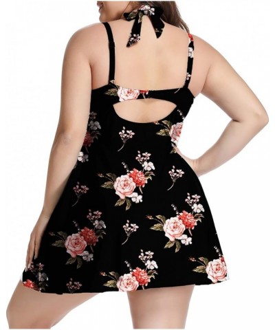 Womens Halter Swimdress Plus Size Two Piece Swimsuit Tankini Set Pink Floral $23.64 Others