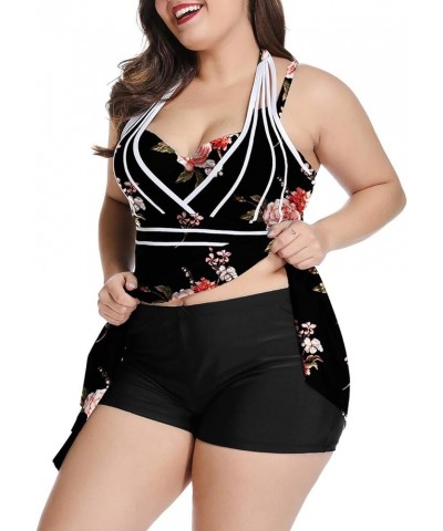 Womens Halter Swimdress Plus Size Two Piece Swimsuit Tankini Set Pink Floral $23.64 Others