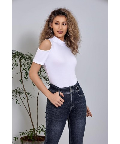 Women Sexy Mock Turtle Neck Cut Out Bodysuit Long Sleeve One Piece Body Suits… 7-white $11.47 Bodysuits