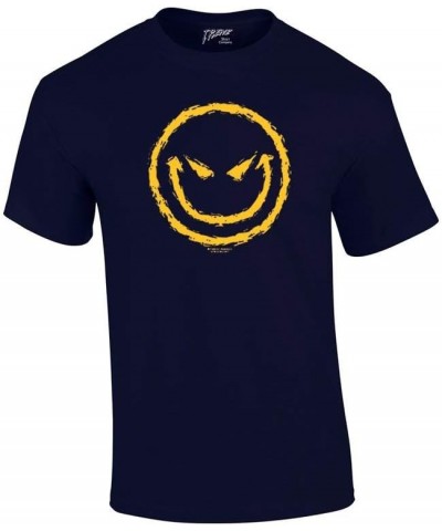 Evil Smiling Face with Yellow Devilish Smile Cool Retro Sarcastic Grin Funny Novelty T-Shirt Navy Blue $10.80 T-Shirts