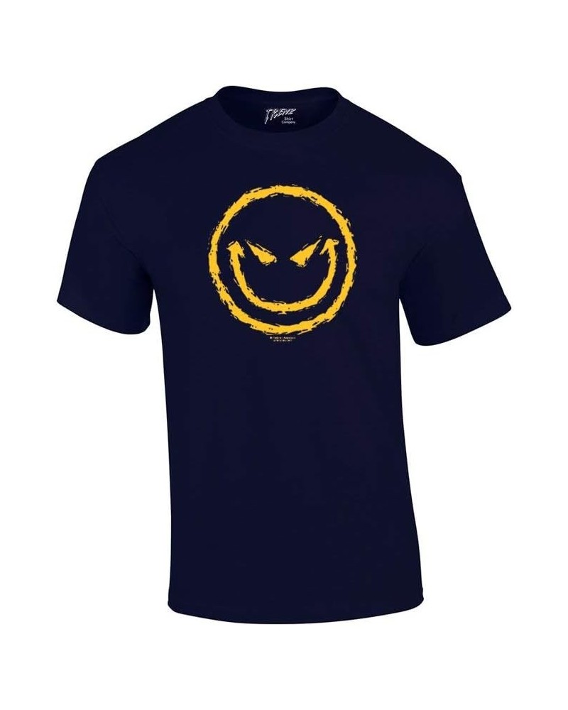 Evil Smiling Face with Yellow Devilish Smile Cool Retro Sarcastic Grin Funny Novelty T-Shirt Navy Blue $10.80 T-Shirts