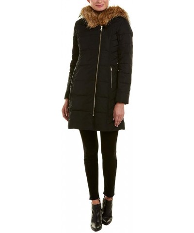 Women's Taffeta Quilted Down Coat with Hood Black $39.28 Jackets