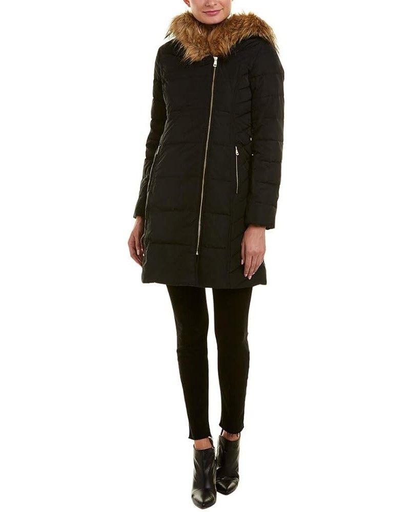 Women's Taffeta Quilted Down Coat with Hood Black $39.28 Jackets