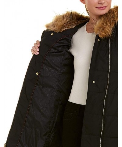 Women's Taffeta Quilted Down Coat with Hood Black $39.28 Jackets