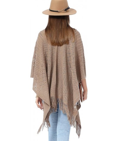 Soul Young Knitted Poncho Sweater for Women Ladies Pullover Wraps Cozy Topper shawl Cape Khaki $16.23 Sweaters