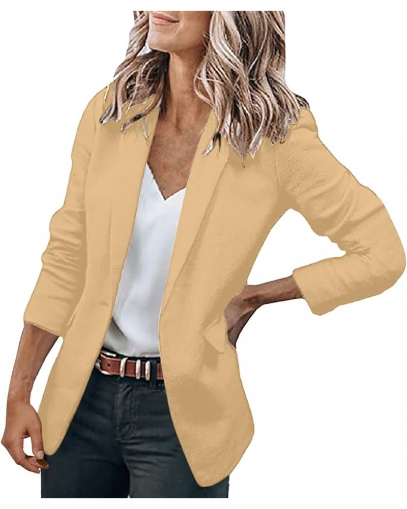 plus Size Women Winter Coats Women Casual Solid Single Button Lapel Short Sleeve Slim Suit Sailor Winter Coat Tc-khaki $13.98...