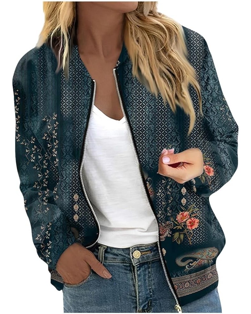 Winter Clothing For Women,2023 Trendy Women Casual Jacket Women'S Jackets Long Sleeve Lightweight Zip Short Print Jacket 1-na...