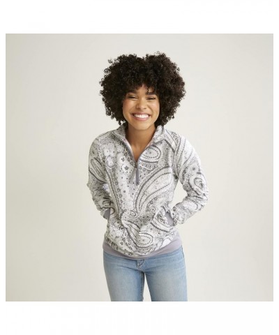 Women's French Terry Quarter-Zip Sweatshirt with Pockets (Extended Size Range) Citrus Paisley Gray $12.17 Activewear